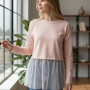 Melrose and Market Blush Pink Layered Sweatshirt